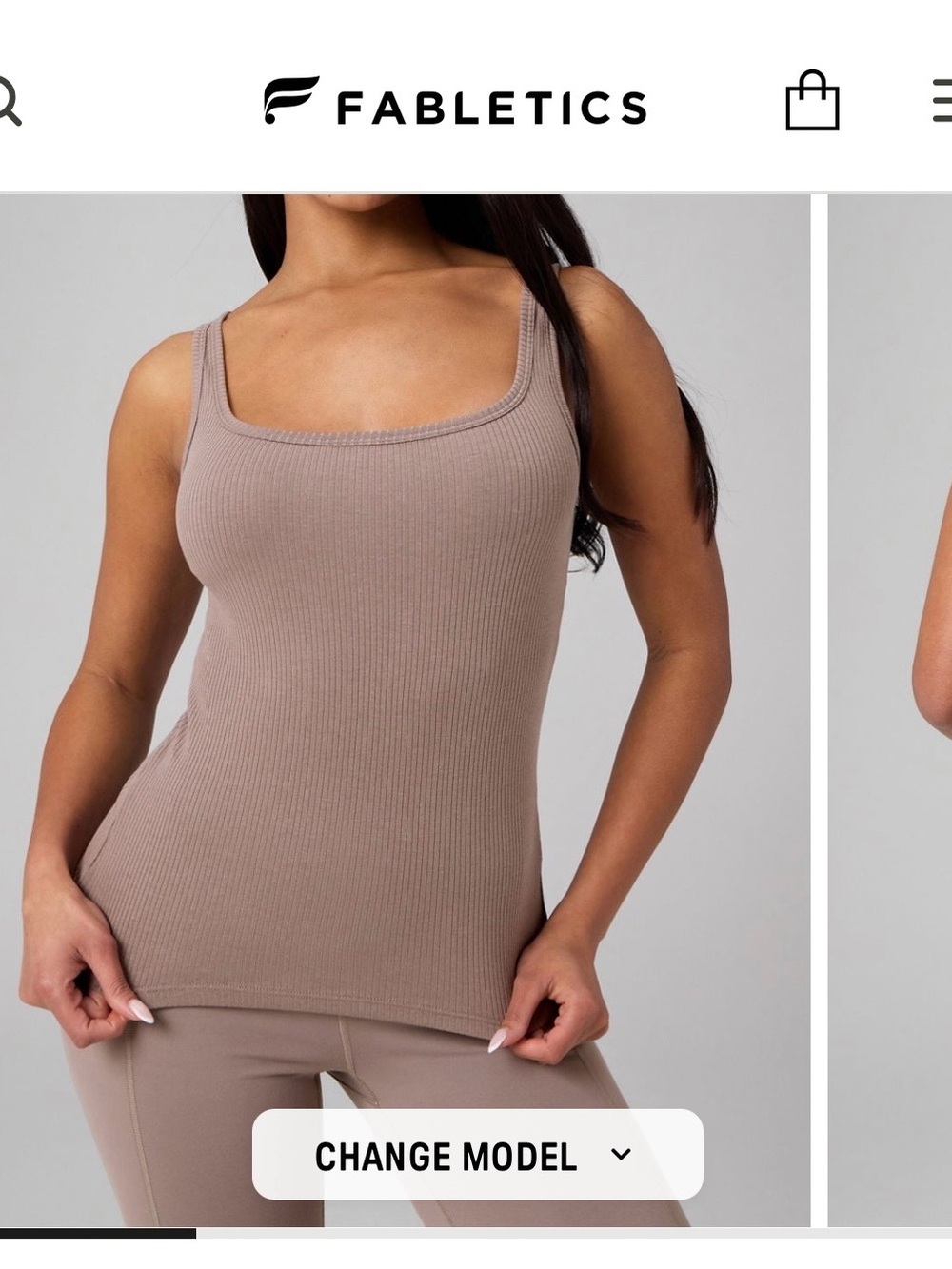 Fabletics Khaki Modal Rib Tank - Picture 2 of 2